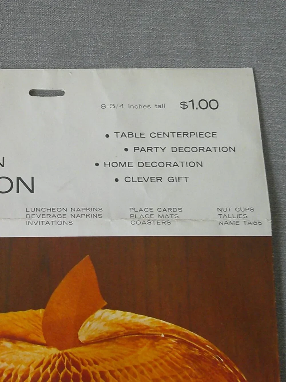 Vintage 1960s Hallmark Plans-a-Party Halloween Pumpkin Honeycomb Centerpiece